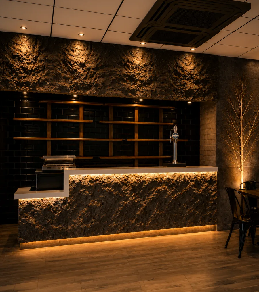 La barra de piedra de Madero, con luz cálida